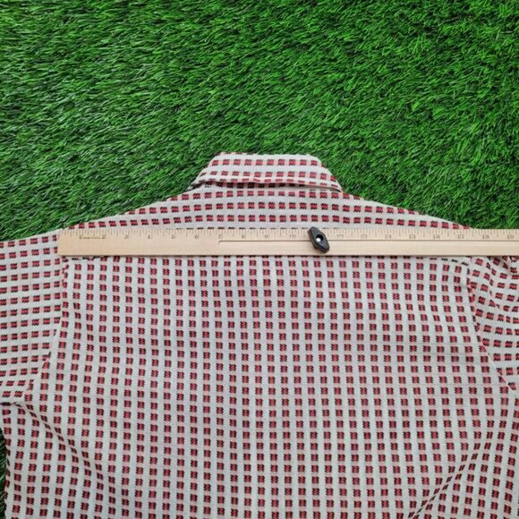 Vintage 70s Campus Dagger Collar Disco Shirt Medium 16 Geometric Print Op Art - Picture 8 of 10